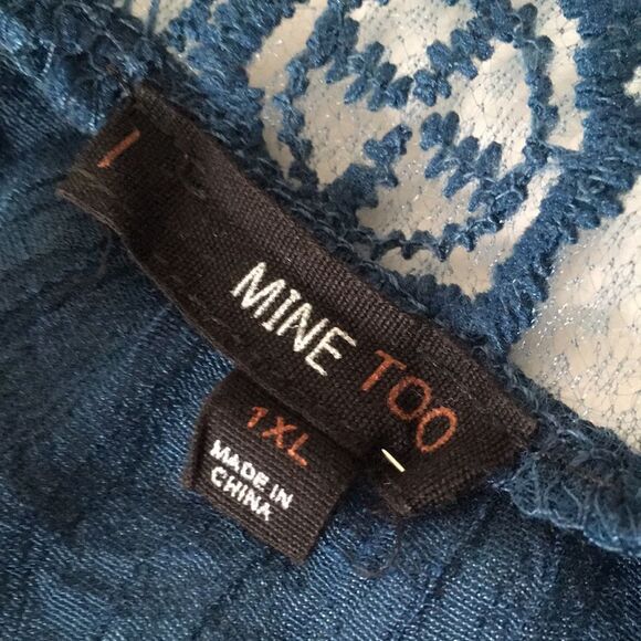 Mine Too Boho Breezy Blue Top with Lace - Picture 10 of 11